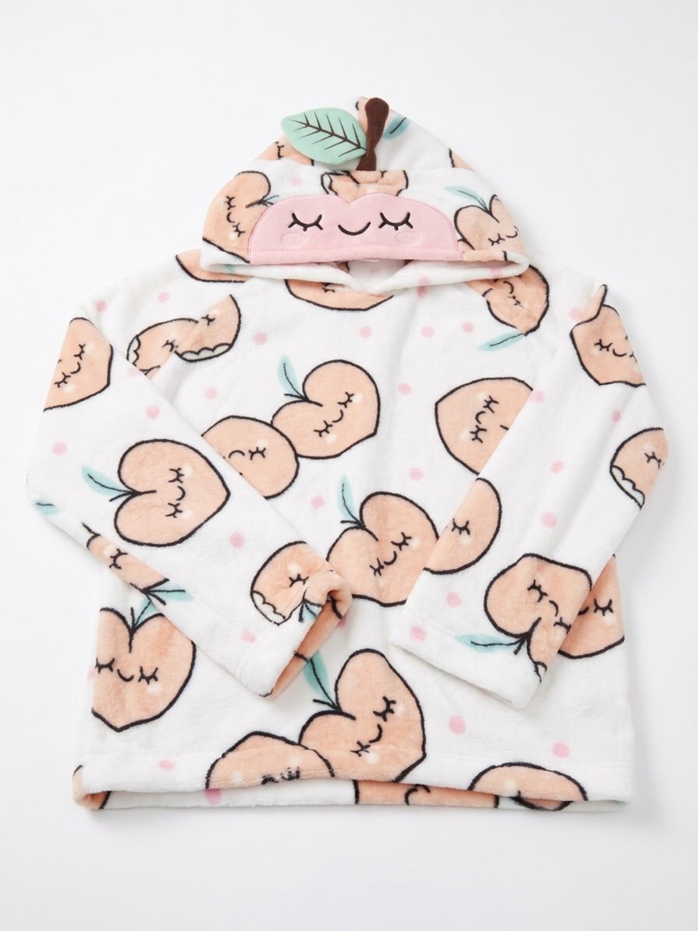 Urban Kids White Peach Fuzzy Plush Fleece Hoodie Sweater NWOT Girls Large